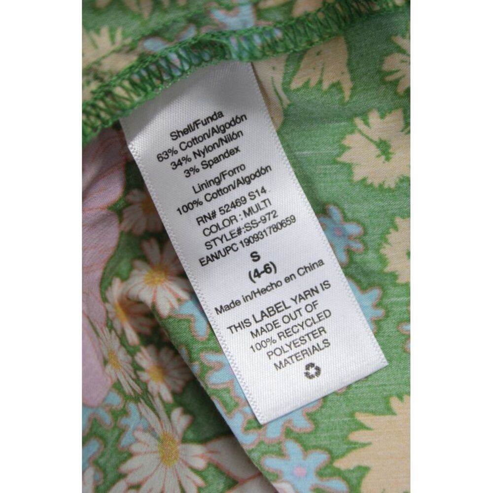 Scoop Womens Green Floral Cotton Sundress V-Neck Sleeveless Midi Size S - Picture 4 of 5